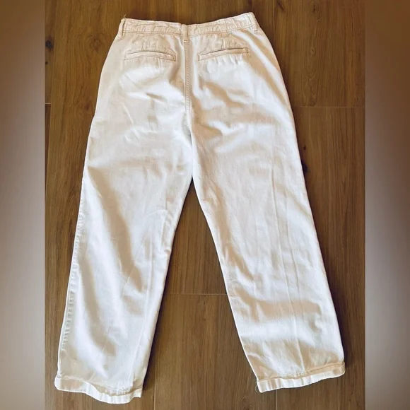 Free People Ivory Button Fly Boyfriend Chino Pants Size 28 - Picture 2 of 10